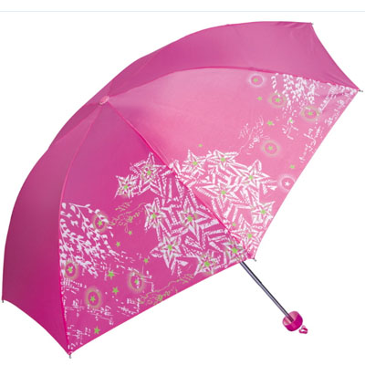 高密素色聚酯纺三折晴雨伞